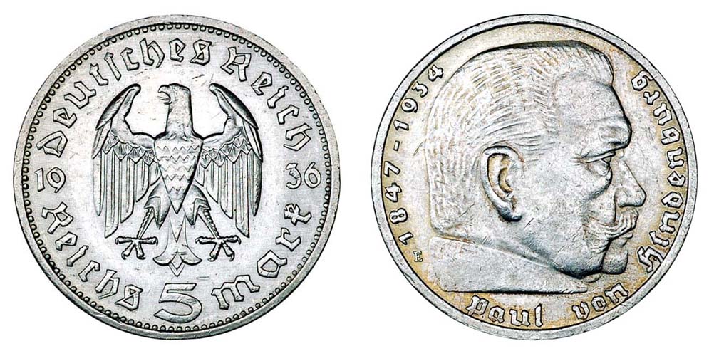 Германия 5 марок 1933-1939
