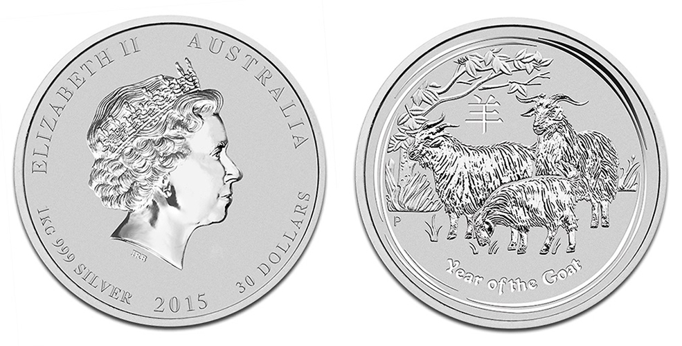 Иностранные Серебряные монеты весом в 1 килограмм