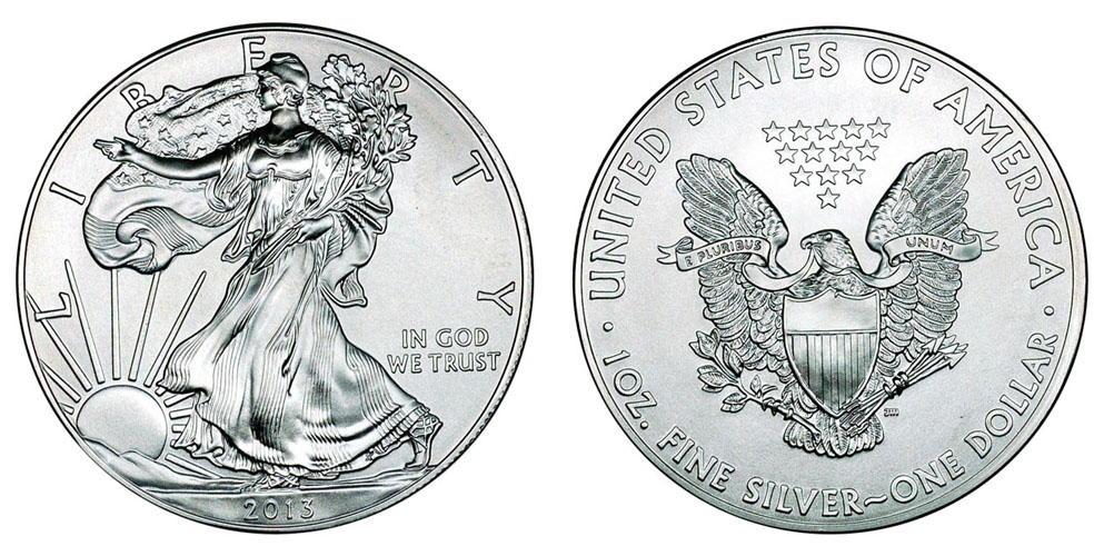 Иностранные Серебряные монеты весом в 1 унцию