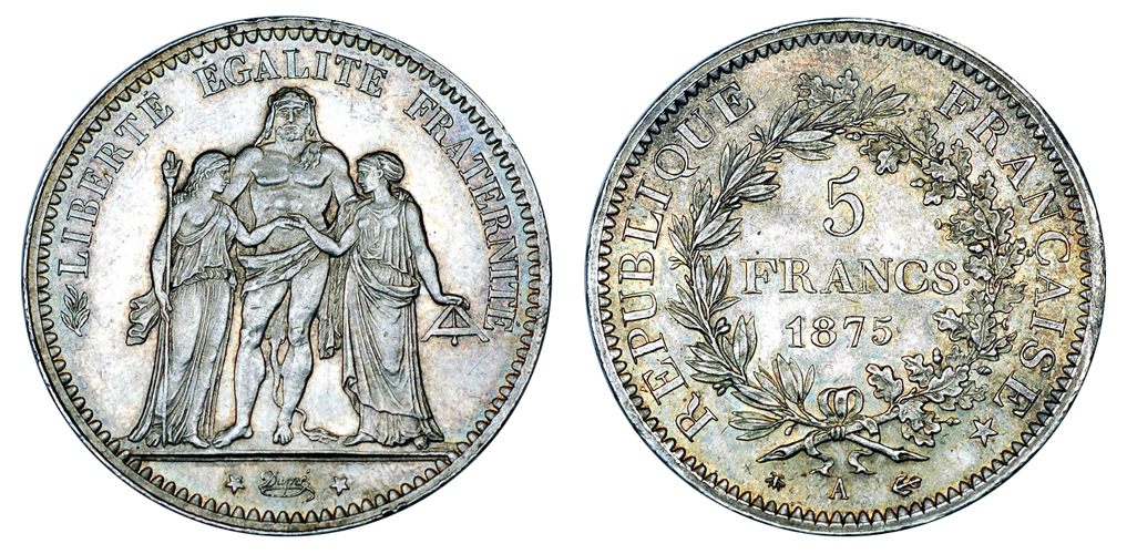 Швейцария, Франция, Бельгия 5 франков до 1928 г.