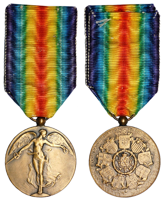Бельгия Медаль Победителя Первой мировой войны (бронза, диаметр 36 мм), цена 5-6 евро