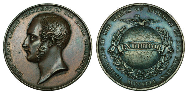 Великобритания Медаль Принц Альберт - Всемирная промышленная выставка 1851 (бронза, диаметр 45 мм), цена 26-32 евро