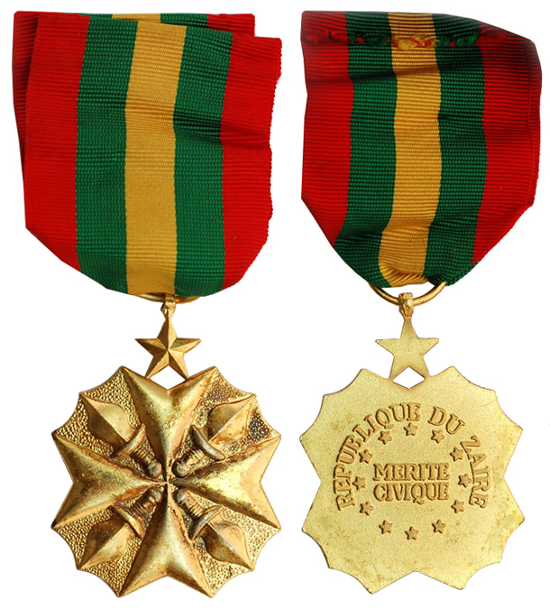 Заир Медаль За гражданские заслуги (бронза с позолотой, 37 Х 45 мм), цена 6-7.5 евро
