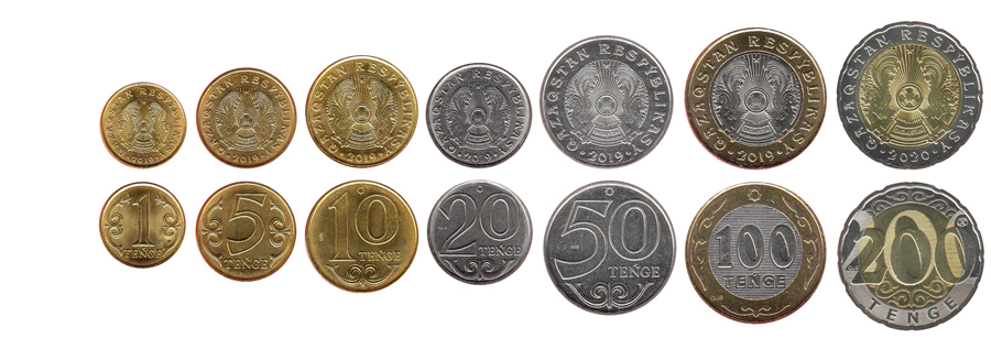 Казахские тенге в монетах