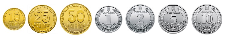Украинские гривны монеты