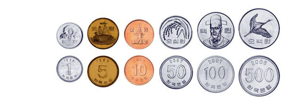 Южнокорейские воны монеты