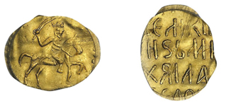 Золотая монета древней Руси