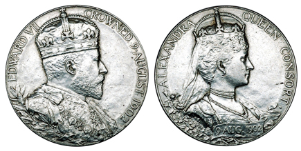 Великобритания Жетон Коронация Эдуарда VII 1902 (серебро, диаметр 31 мм), цена 13-16 евро