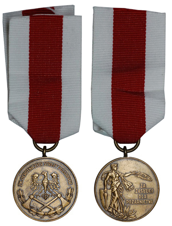 Польша Медаль За заслуги для пожарных 3-ей степени (бронза, диаметр 32 мм), цена 3-3.5 евро