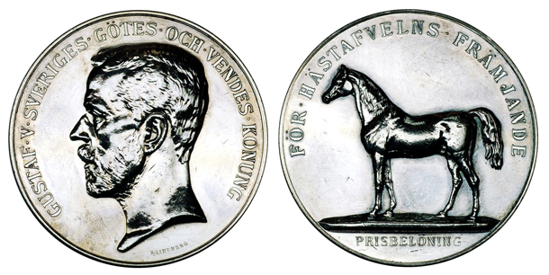 Швеция Медаль За достижения в коневодстве (серебро, диаметр 43 мм), цена 17-21 евро