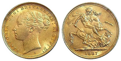Австралия Соверен Виктории 1887 монетного двора Сидней