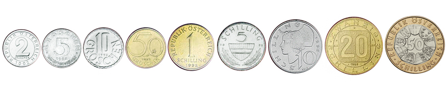 Австрийские шиллинги монеты