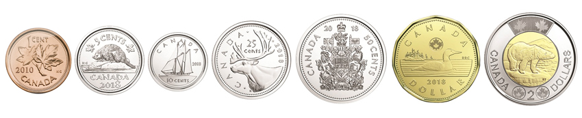 Канадские доллары монеты