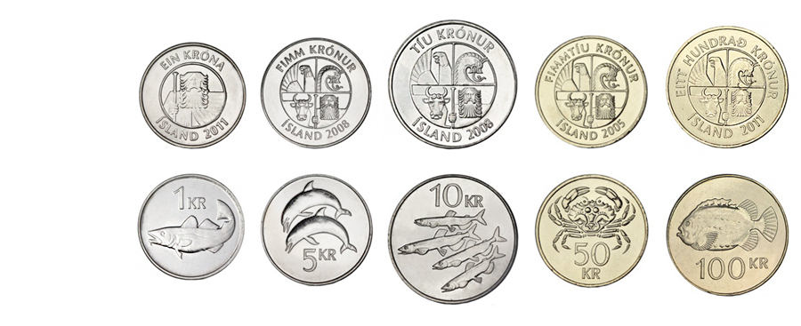 Исландские кроны монеты